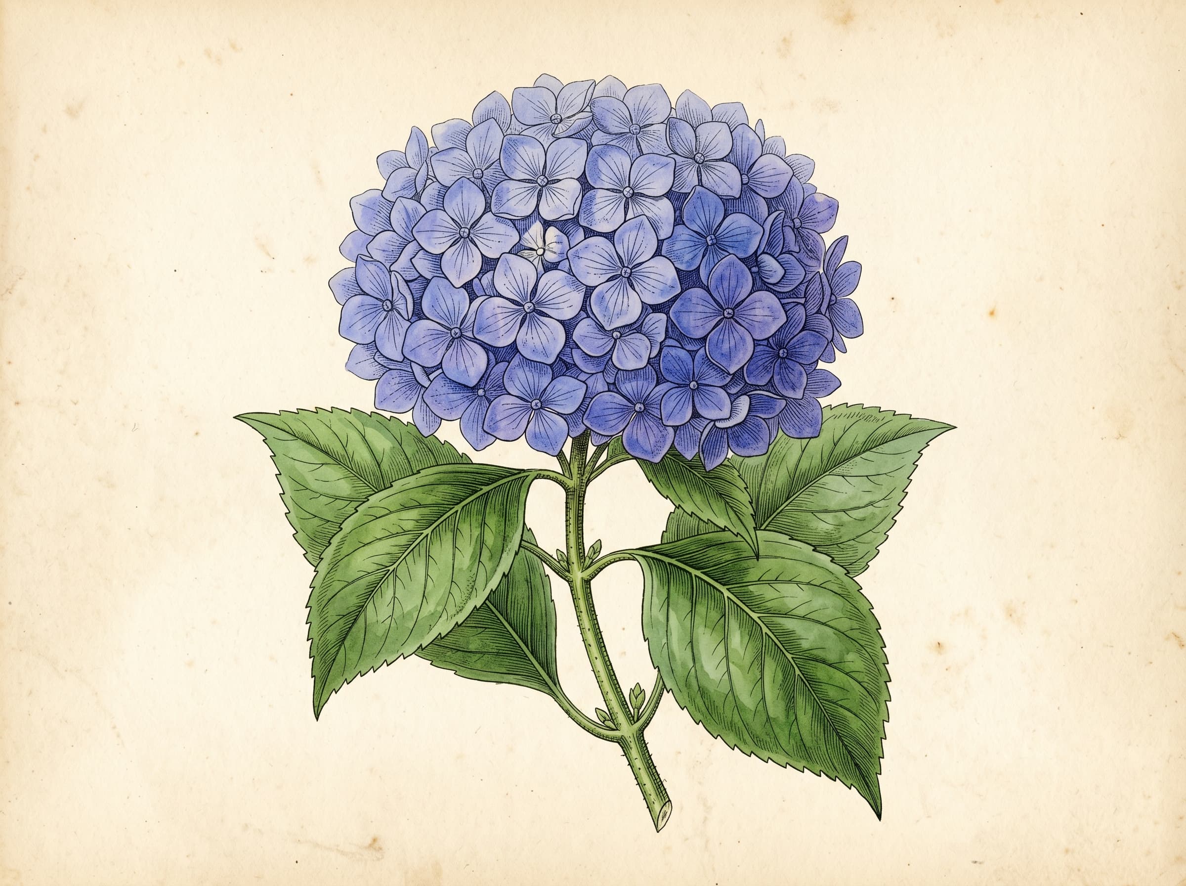 紫陽花のボタニカル図版